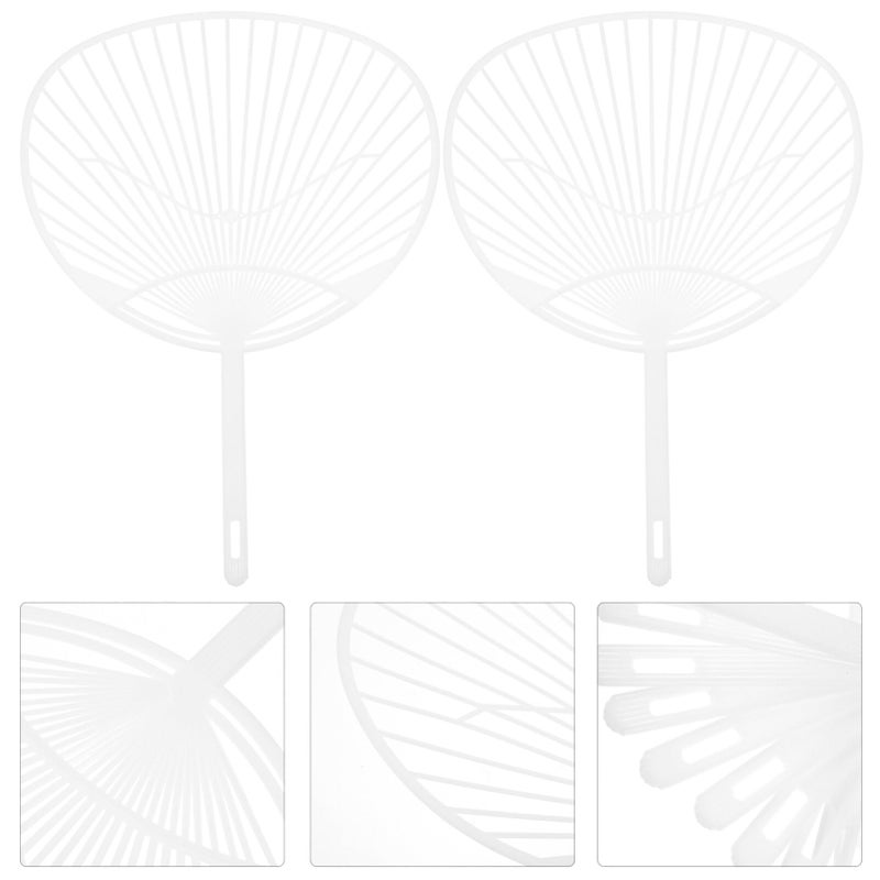 LUOEM 10pcs Japanese Fan Uchiwa DIY Kit Hand-held Fan Framework for DIY Crafts (White) - Image 3